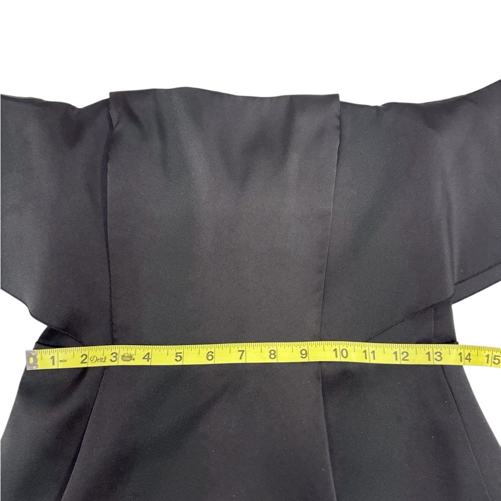 Sandro Black A-Line Cocktail Dress with Flutter Sleeves Mini Size 3 Black Satin - Picture 11 of 15